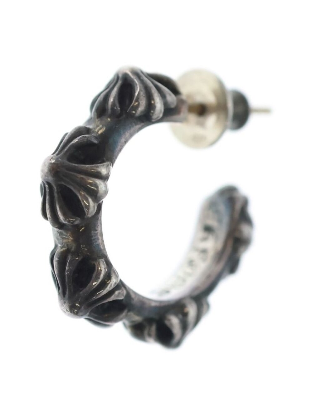 Chrome Hearts Hoop Cross Band Earrings Silver